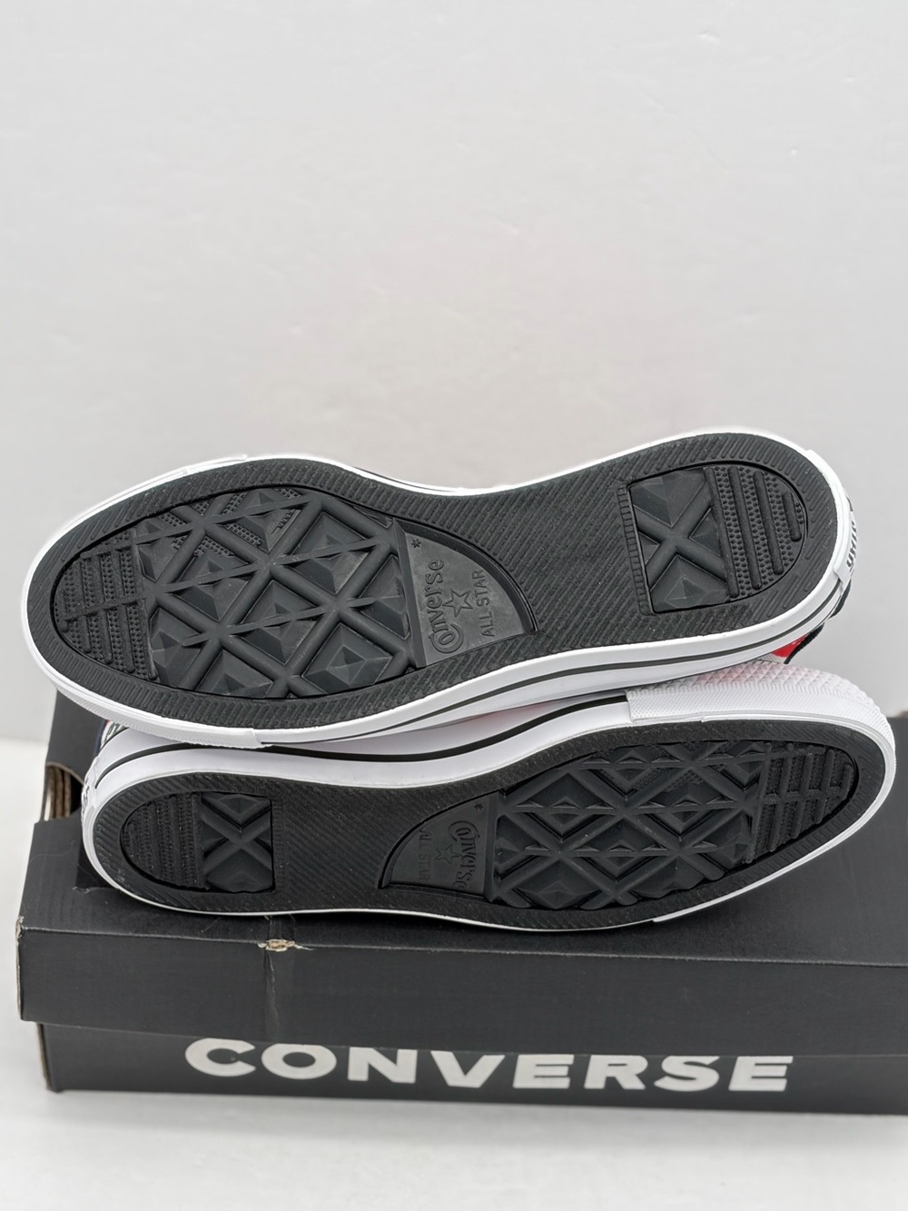Converse Women’s High Top Sneakers - Red, White, Navy Logo Print - Picture 5 of 8